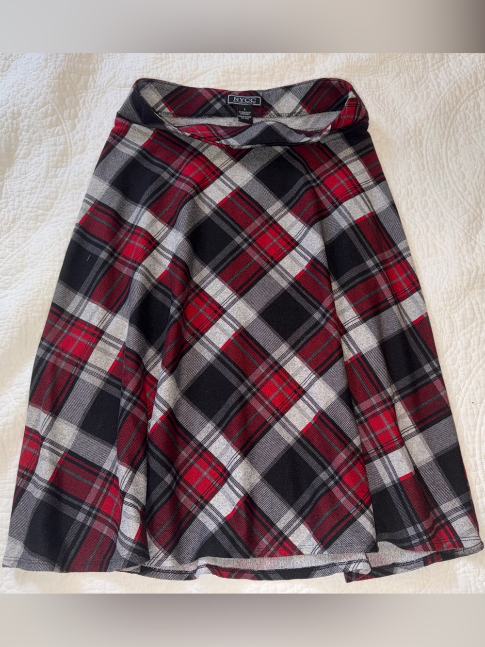 New York & Company Red Black Gray Plaid Mini Skirt winter Christmas